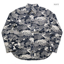 衣櫻 Lot.SA-1254 藍染調シリーズ 長袖レギュラーシャツ "雲取文様" SA1254画像