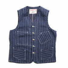SUGAR CANE FICTION ROMANCE 9oz. INDIGO STRIPE WORK VEST SC14370画像