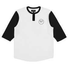 Brixton WHEELER 3/4 SLV HENLEY TEE (WHITE&times;BLACK) 02353画像