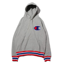 Champion P/O HOODED SWEATSHIRT O.GREY&times;RED C3-K106-072画像