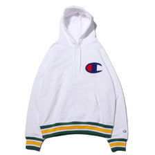 Champion P/O HOODED SWEATSHIRT WHITE&times;GREEN C3-K106-014画像