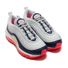 NIKE W AIR MAX 97 PURE PLATINUM/LASER ORANGE-MIDNIGHT NAVY 921733-015画像