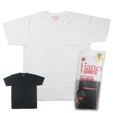 Hanes BLACK/WHITE 2P JAPAN FIT V-NECK T-SHIRTS H5325画像