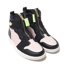 NIKE WMNS AIR JORDAN 1 HIGH ZIP BLACK/METALLIC GOLD-PHANTOM-SILT RED AQ3742-001画像