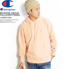 Champion REVERSE WEAVE PULLOVER PARKA -SALMON PINK- C3-P102画像