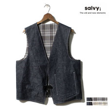 salvy; 2019SS ZIMBABWE DENIM / MADRAS CHECKED RV VEST SV03-40M19A画像
