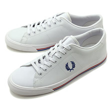 FRED PERRY UNDERSPIN LEATHER WHITE/MID BLUE B4149-134画像
