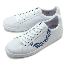 FRED PERRY B721 PRINTED LAUREL LEATHER WHITE/MID BLUE B4231-200画像