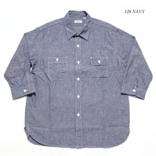 Sugar Cane Light COTTON 75%/LINEN 25% SLUB BROAD3/4 SLEEVE WORK SHIRT SC38171画像