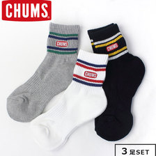 CHUMS 3P Logo Line Quarter Socks CH06-1049画像