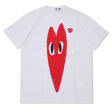 PLAY COMME des GARCONS MEN'S TALL RED HEART TEE WHITE画像