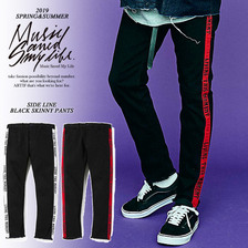 MSML SIDE LINE BLACK SKINNY PANTS M1K1K-PT02画像