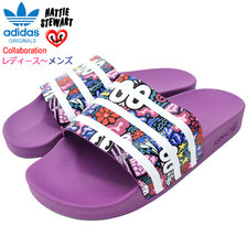adidas Originals &times; Hattie Stewart WOMENS ADILETTE Core Black/Running White/Active Red CG6468画像