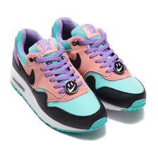 NIKE AIR MAX 1 NK DAY (GS) BLACK/WHITE-SPACE PURPLE-BLEACHED CORAL AT8131-001画像