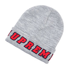 Supreme 19SS Felt Logo Beanie HEATHER GREY画像
