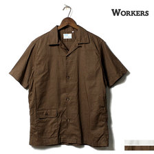 Workers Open Collar Shirt, Cotton Linen Cloth,画像
