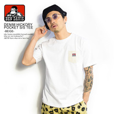 BEN DAVIS DENIM HICKORY POCKET S/S TEE -BEIGE- C-9580010画像