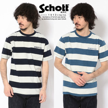 Schott INDIGO BORDER POCKET T-SHIRT 3193063画像
