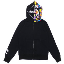 A BATHING APE &times; F.C.R.B. 19SS BAPE SHARK FULL ZIP HOODIE BLACK画像