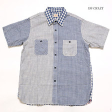 SUGAR CANE INDIGO STRIPE & CHECK S/S WORK SHIRT SC38155画像