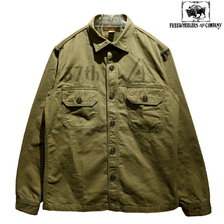FREEWHEELERS UNION SPECIAL OVERALLS MILITARY UTILITY SHIRT "37th PB 4△ COBRA KING" Vintage Army Herringbone 1923006画像