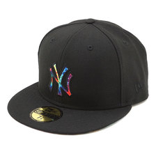 NEW ERA 59FIFTY カラータイダイ ニューヨーク・ヤンキース ブラック &times; タイダイロゴ タイダイアンダーバイザー 11901304画像