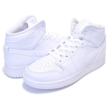 NIKE AIR JORDAN 1 MID(GS) white/white-white 554725-129画像