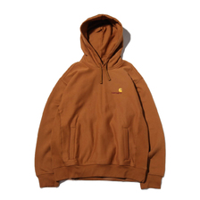 Carhartt HOODED AMERICAN SCRIPT SWEAT BROWN I027041-HZ00画像