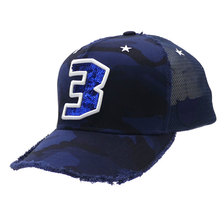 YOSHINORI KOTAKE DESIGN 3LOGO SPANGLE CAMO MESH CAP NAVY画像