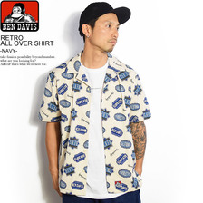 BEN DAVIS RETRO ALL OVER SHIRT -NAVY- G-9580038画像