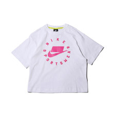 NIKE AS W NSW NSP TOP SS AOP WHITE/WHITE/ACTIVE FUCHSIA AT0565-100画像