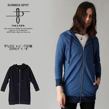 NO ID. Wフェイスジャージー7分袖ZIPロングパーカ 844006-156T画像