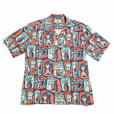 SUN SURF by MASKED MARVEL COTTON / LINEN HOPSACK OPEN SHIRT &ldquo;ISLAND WOODCUT&rdquo; SS38149画像