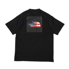 THE NORTH FACE S/S NATIONAL FLAG SQUARE LOGO TEE BLACK USA NT31943-KU画像