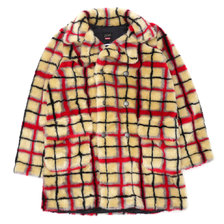 Supreme &times; Jean Paul Gaultier Double Breasted Plaid Faux Fur Coat OFF-WHITE画像