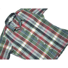 INDIVIDUALIZED SHIRTS SHORT SLEEVE ATHLETIC FIT CAMP COLLAR CHECK SHIRTS green multi画像