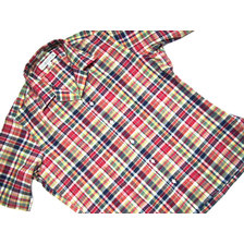 INDIVIDUALIZED SHIRTS SHORT SLEEVE ATHLETIC FIT CAMP COLLAR CHECK SHIRTS red multi画像