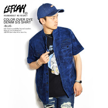 LEFLAH COLOR OVER DYE DENIM S/S SHIRT -BLUE-画像