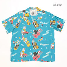 STAR OF HOLLYWOOD &times; VINCE RAY HIGH DENSITY RAYON S/S OPEN SHIRT "DOUBLE BASS PINUPS" SH38114画像