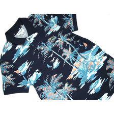 LACOSTE JAPAN PH4260L HAWAIIAN PRINTED PIQUE POLO indigo画像