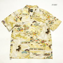 衣櫻 Lot.SA-1279 シーチング素材 半袖コットン アロハシャツ "金粉舞鶴" SA1279画像