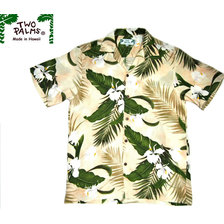 TWO PALMS GINGER RAYON HAWAIIAN SHIRTS cream画像