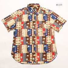 衣櫻 Lot.SA-1287 サザンクロス素材 半袖レギュラーシャツ ラーメン柄パッチワークプリント SA1287画像