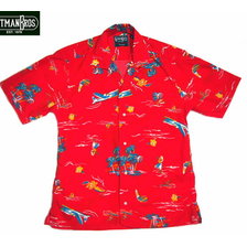 GITMAN VINTAGE S/S SURF & TURF CAMP SHIRTS red画像