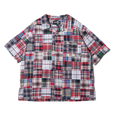 ATMOS LAB PATCHWORK OPEN COLLAR SHIRT NAVY AL19S-TP03画像