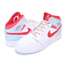 NIKE AIR JORDAN 1 MID(GS) white/university red 555112-104画像
