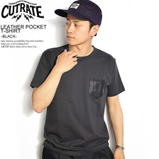 CUTRATE LEATHER POCKET T-SHIRT -BLACK-画像