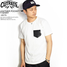 CUTRATE LEATHER POCKET T-SHIRT -WHITE-画像