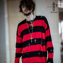 NO ID. CニットボーダーラダニングC/N-BIGプルオーバー 445010-204K画像