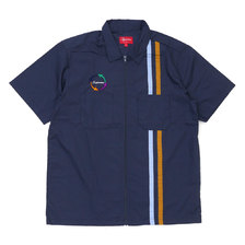 Supreme 19SS Zip Up S/S Work Shirt NAVY画像